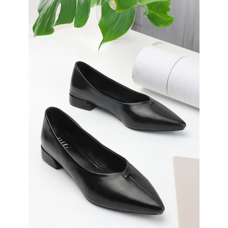 Carlton London Black Slip-On Pointed Toe Women Block heels Pump (EURO 36)