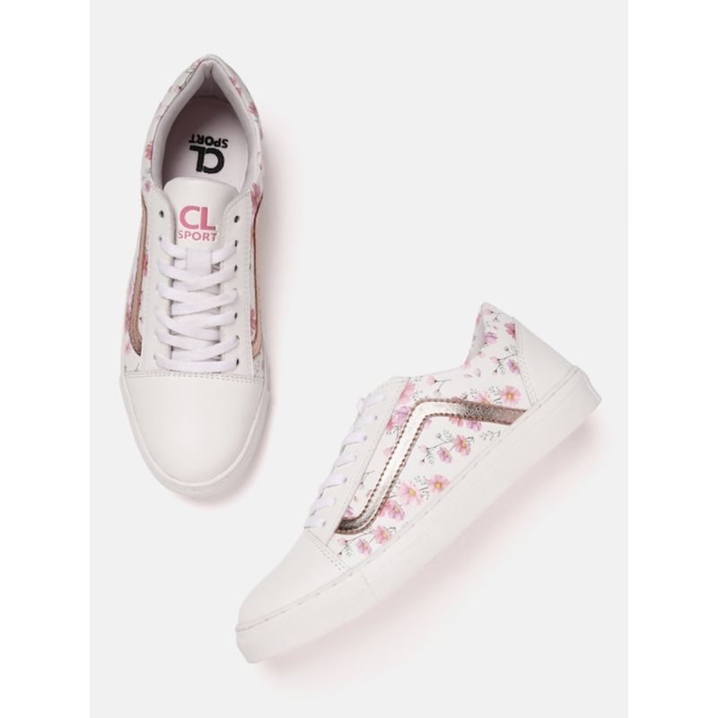 Carlton London White Lace-Ups Round Toe Women Casual Sneakers (EURO 38)