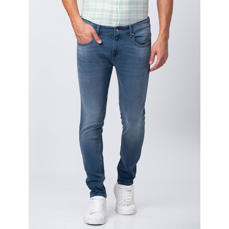 Spykar Blue Mid Rise Tapered Fit Jeans for Men (32)