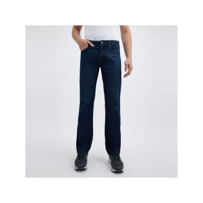 Pepe Jeans Men Navy Blue Straight Fit Mid Rise Distressed Jeans (38)