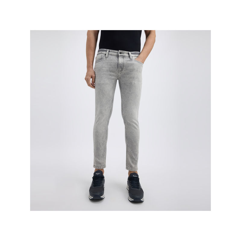 Pepe Jeans Men Grey Skinny Fit Mid Rise Ankle Length Jeans (32)