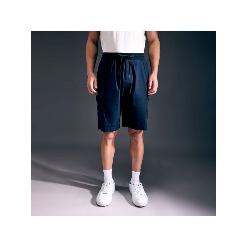 Pepe Jeans Men Navy Blue Mid Rise Cargo Shorts (S)