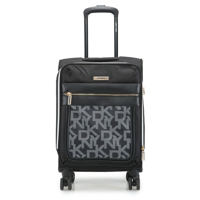 DKNY After Hours Black Logo Print Soft Side Polyester Twill Material 21 Cabin Trolley (S) (S)