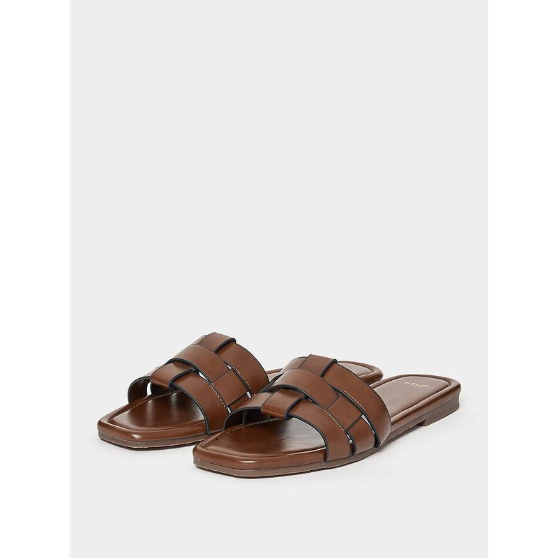 Styli Tailored Band Interlocked Flat Sandal (EURO 36)