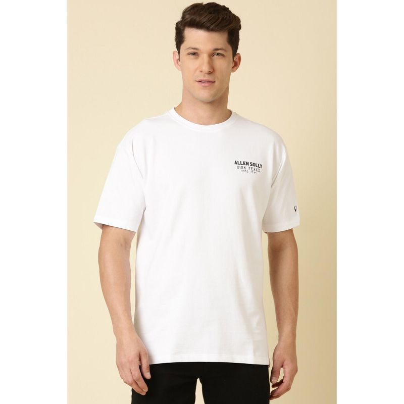 Allen Solly Men White Graphic Print Round Neck Graphic T-Shirt (M)