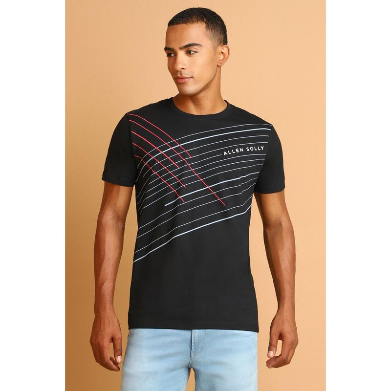 Allen Solly Men Black Printed Round Neck T-Shirt (S)