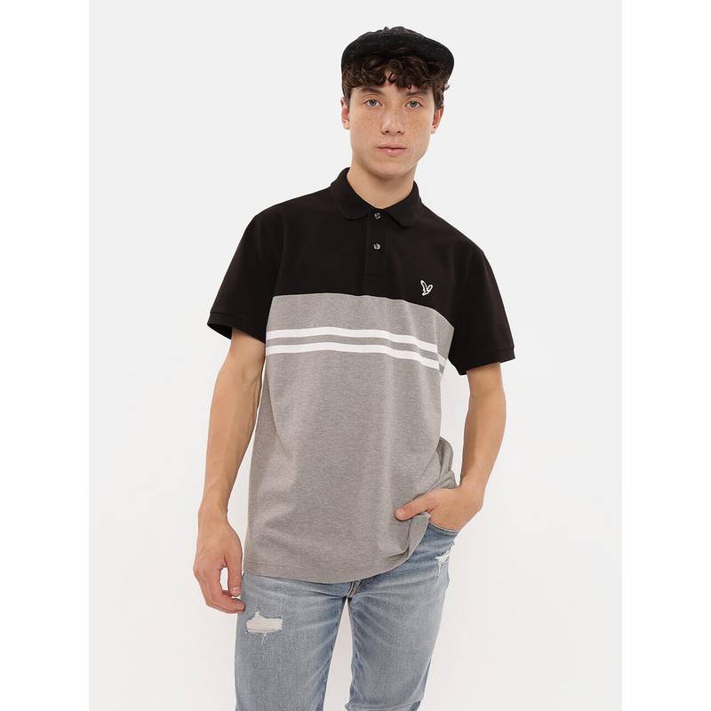 Buy American Eagle Men Black Colorblock Pique Polo T-Shirt Online