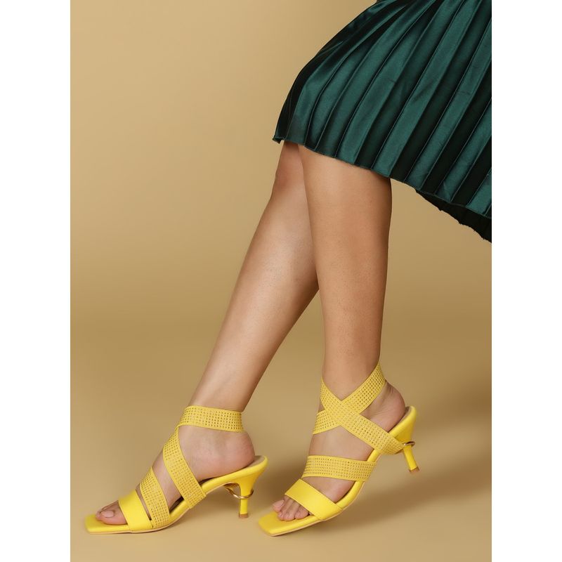 Monrow Embellished Yellow Kitten Heels Buy Monrow Embellished Yellow