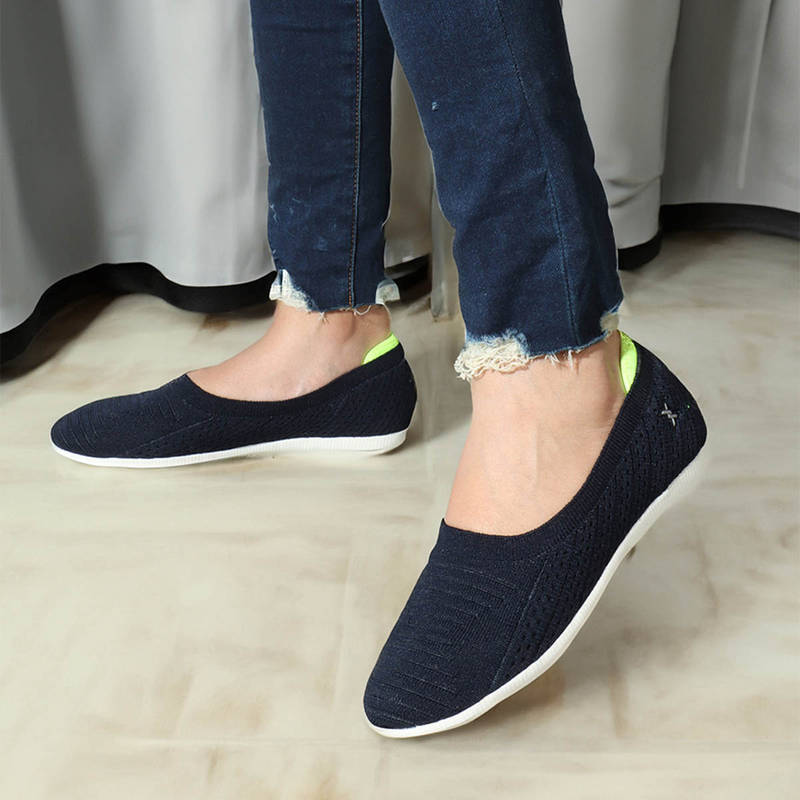 Carlton London Womens Fashionable Navy Blue Woven Design Ballerinas (EURO 37)