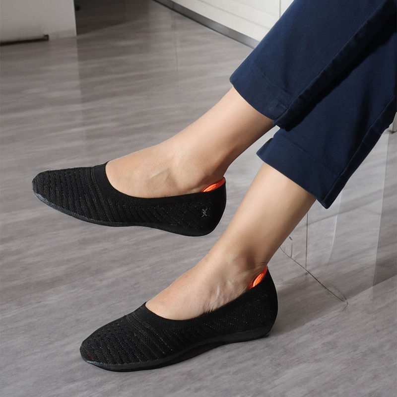 Carlton London Womens Fashionable Black Woven Design Ballerinas (EURO 36)