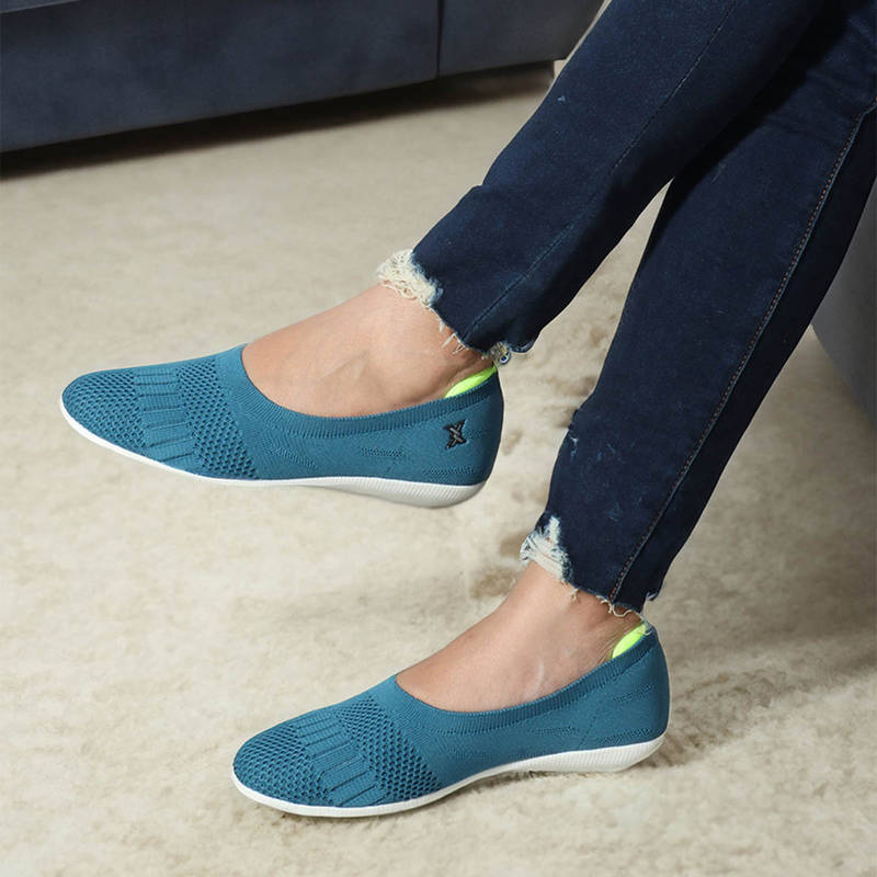 Carlton London Womens Fashionable Blue Woven Design Ballerinas (EURO 37)