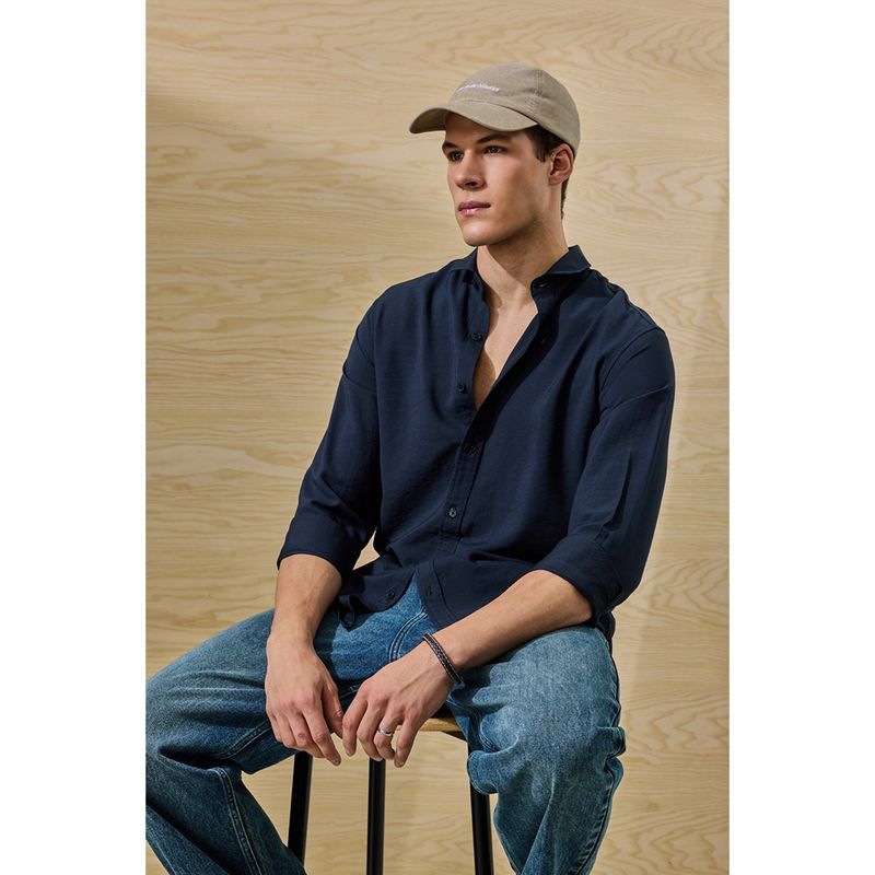 Snitch Black Solid Full Sleeves Slim Casual Shirt for Men (2XL)