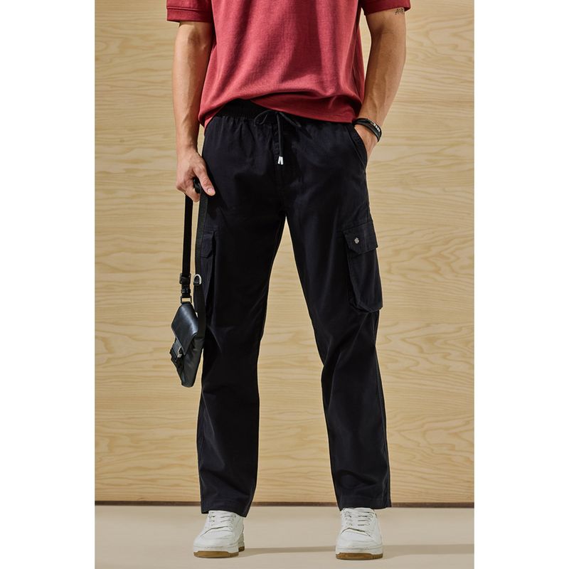 Snitch Men Black Solid Regular Casual Cargo Pant (36)