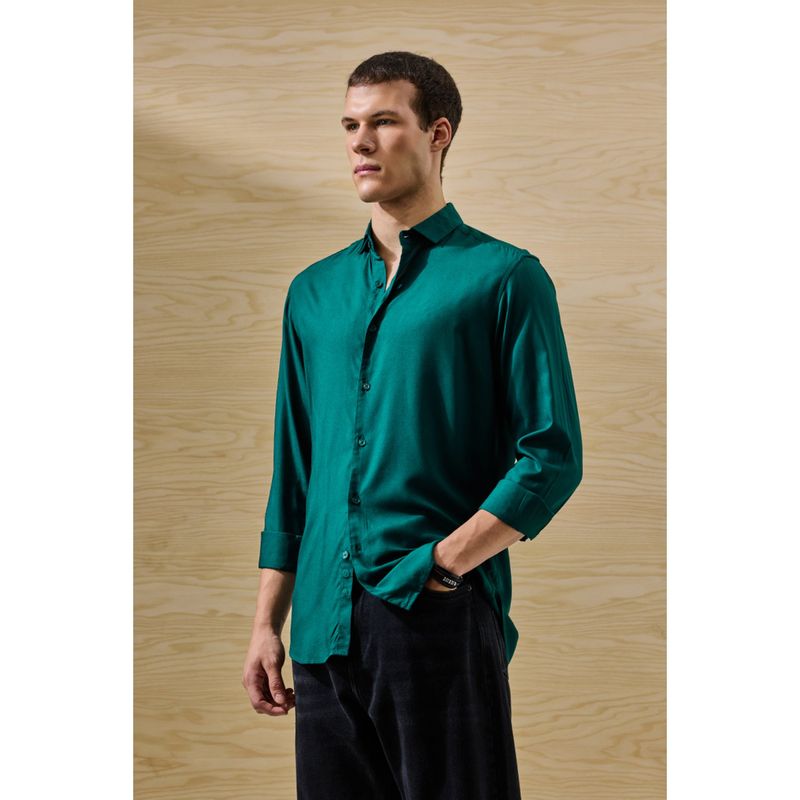 Snitch Slim Fit Viscose Teal Shirt (2XL)