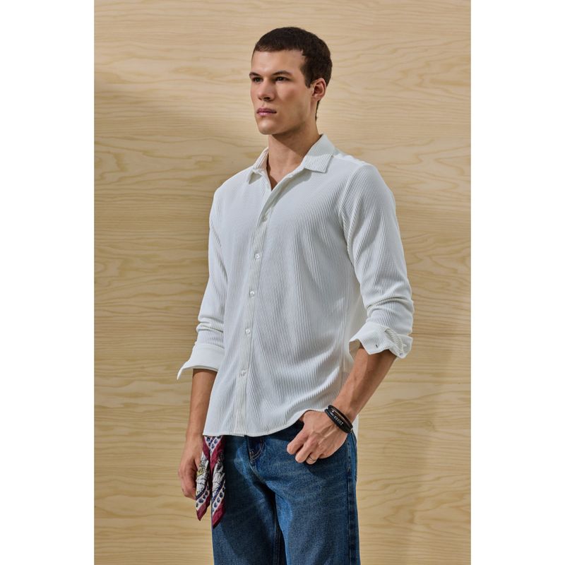 Snitch Slim Fit Stretch Corduroy White Shirt (2XL)