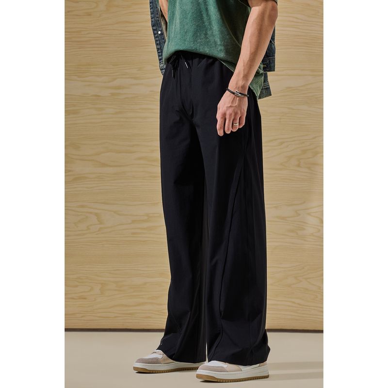 Snitch Black Solid Relaxed Casual Trouser (36)