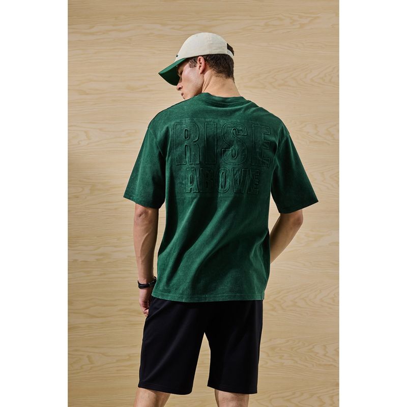 Snitch Dark Green Graphic Half Sleeves Oversized Casual T-shirt For Men (M)
