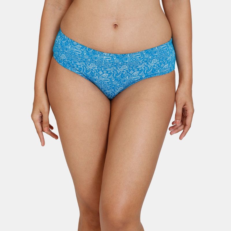 Zivame Suns Bird Low Rise Full Coverage Hipster Panty - Methyl Blue (M)
