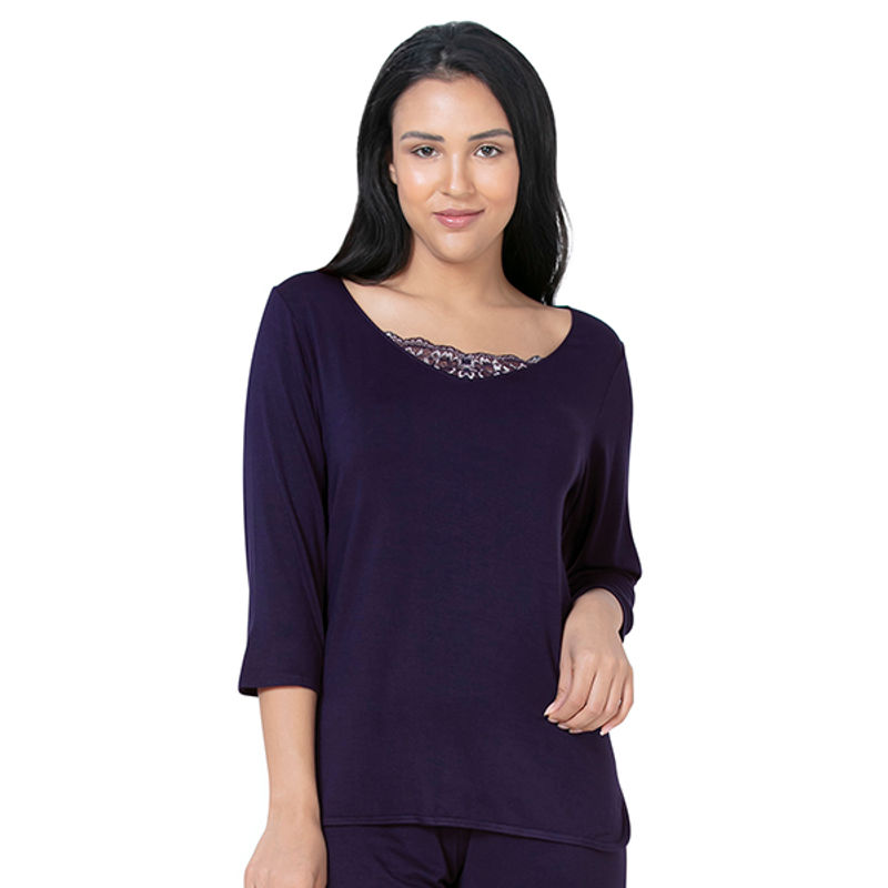 Amante Lace Touch Sleep Top - Blue (S)