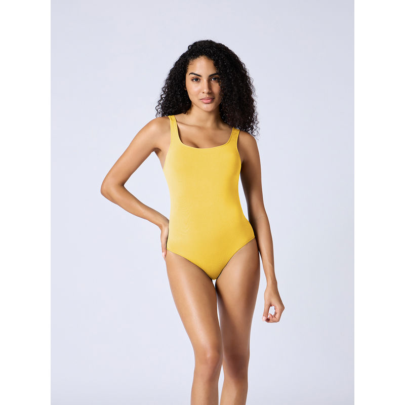 FEIER Yellow Luxe Feel Low Back Bodysuit (M)