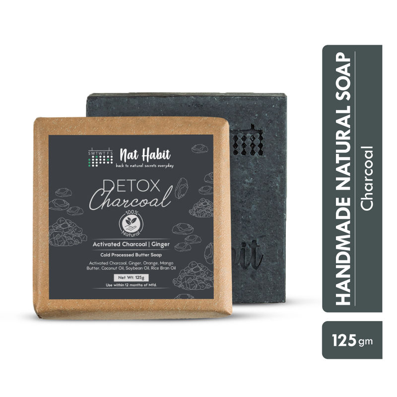 Nat Habit Cold Process Charcoal Detox Butter Bath Soap-Detoxification, De-Tan & Blackhead Handmade