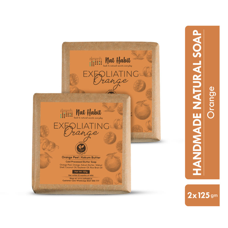 Nat Habit Cold Process Vitamin C Orange Handmade Butter Soap for Exfoliation, Whitening & Dark Spots