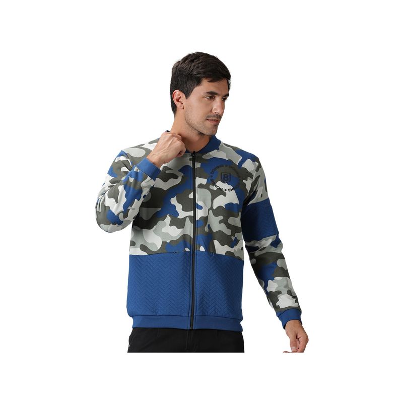 DOMIN8 Men Camouflage Printed Quilted Zipper Closure Jacket (XL)