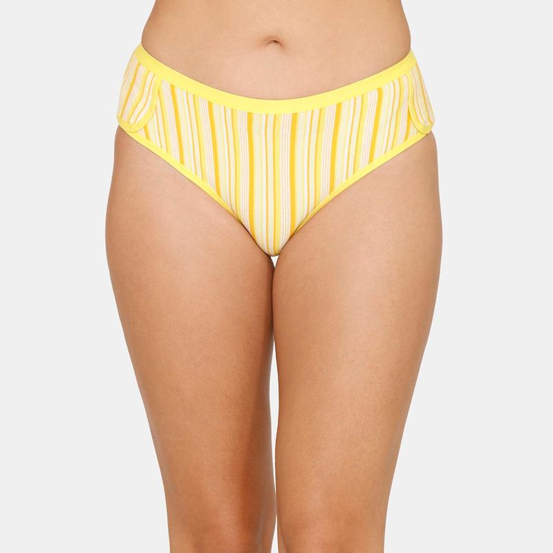 Zivame Woodstock Mood Low Rise Full Coverage Hipster Panty - Maize (L)