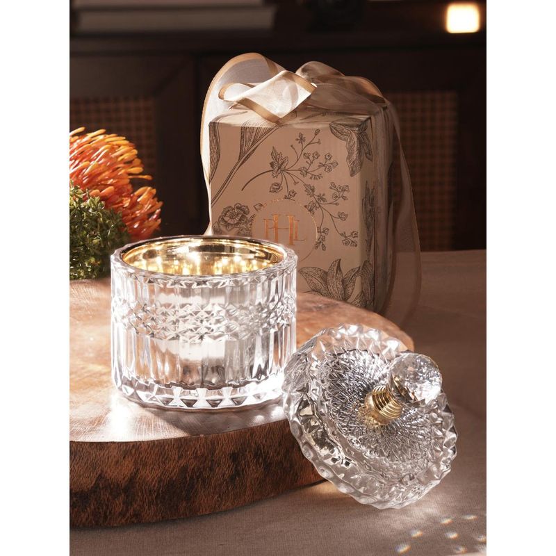 Pure Home + Living Silver Diamond Textured Glass Jar (S)