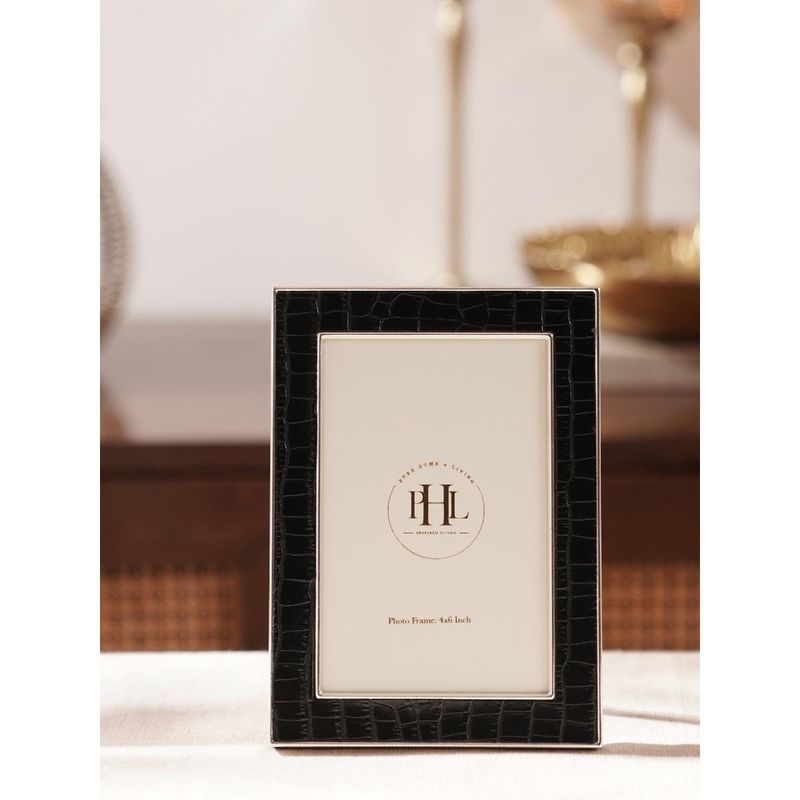 Pure Home + Living Silver Plated Croco Faux Leather Photo Frame (S)