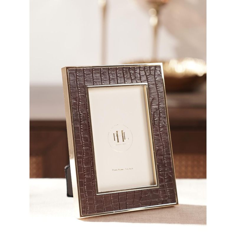 Pure Home + Living Gold Plated Croco Faux Leather Photo Frame (S)
