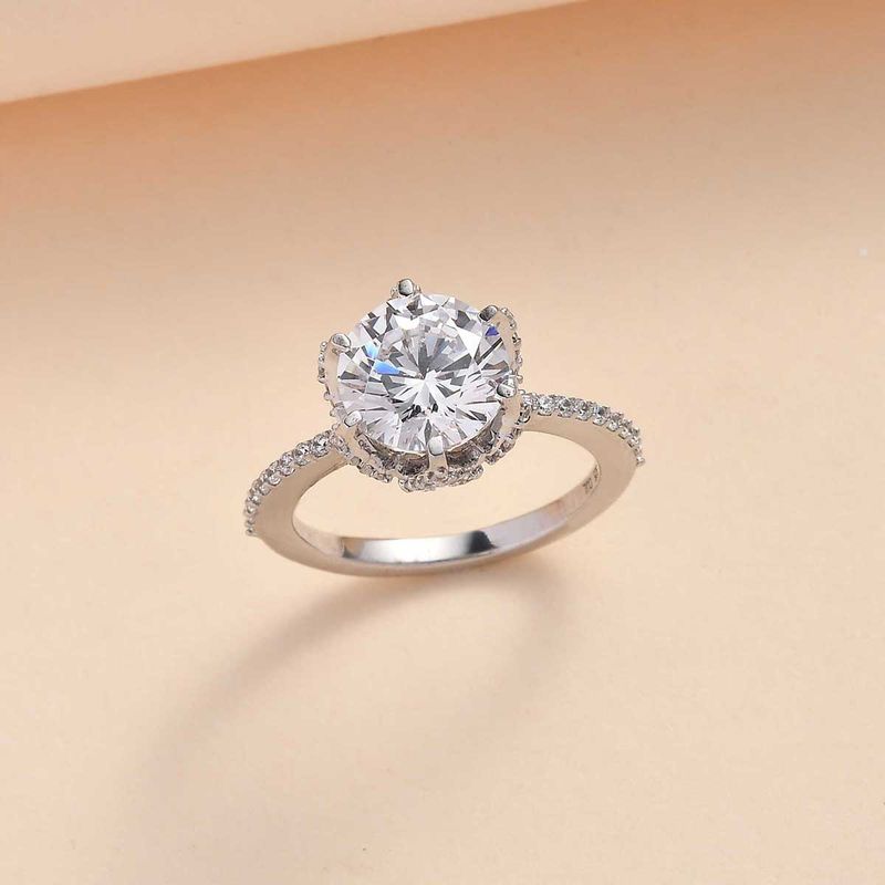 925 Sterling Silver Round American Diamond Solitaire Ring for Women Girls 11