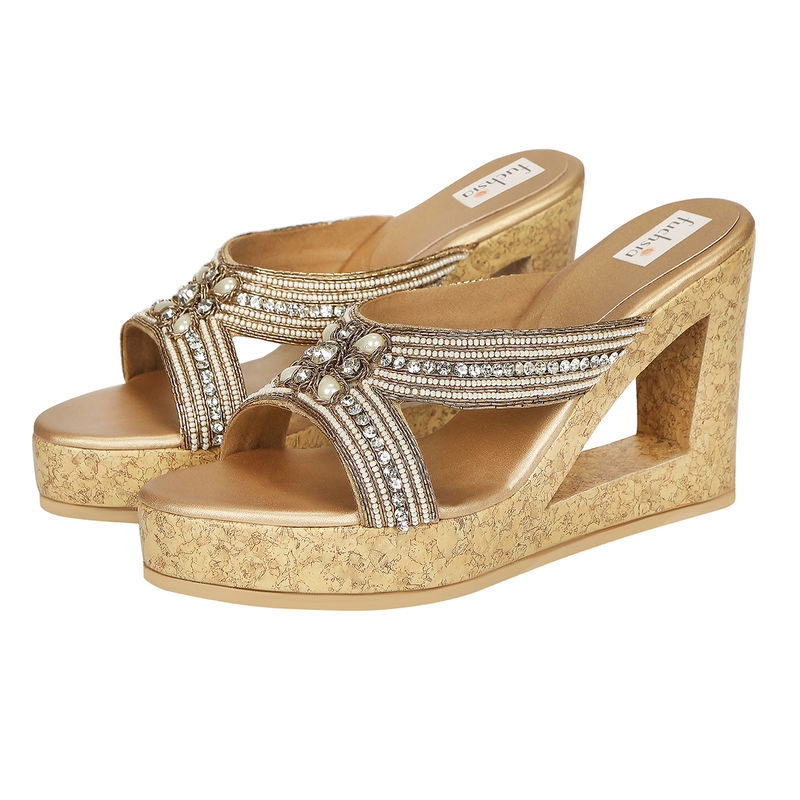 Fuchsia by Aashka Mehta Embellished Golden Hour Platform Heels (EURO 36)