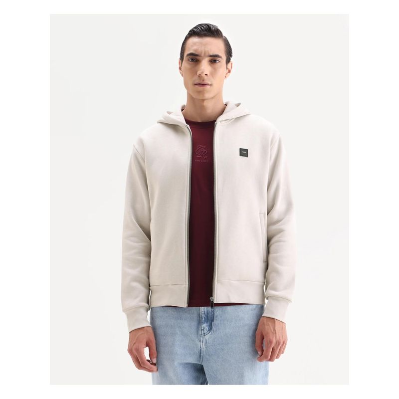 Rare Rabbit Mens Anderson-T25 Beige Cotton Blend Plain Regular Fit Full Sleeve Jacket (M)