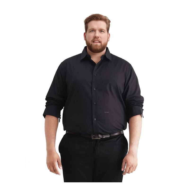 Rare Rabbit Mens Blush Big Black Cotton Fabric Plain Shirt (3XL)