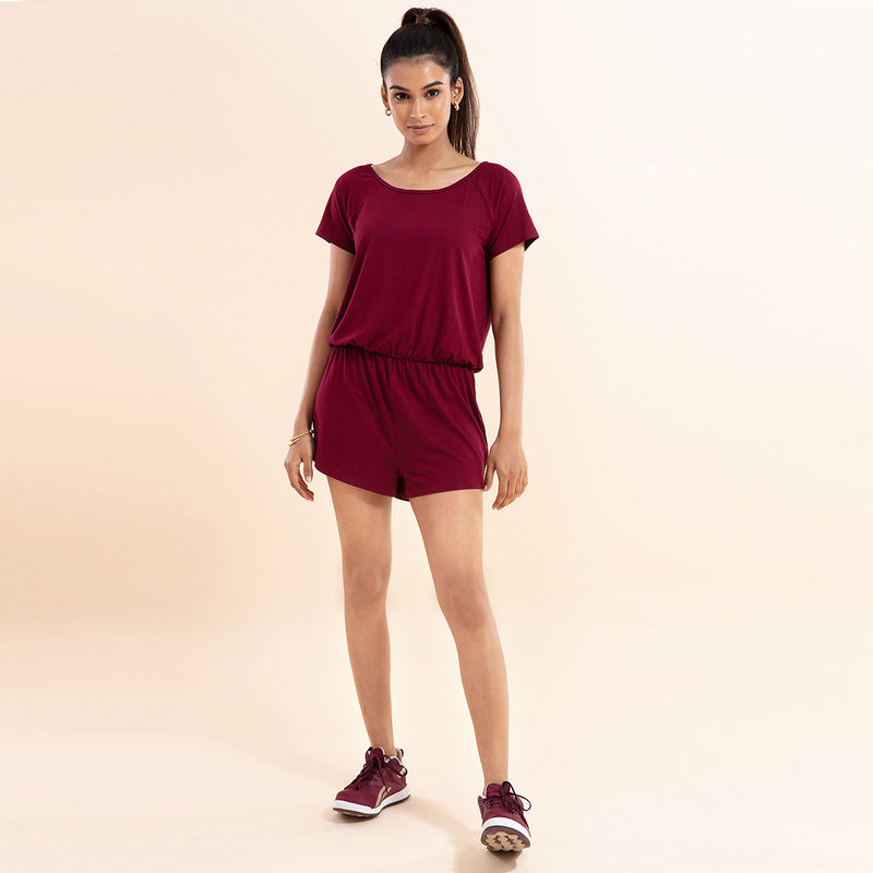 Nykd All Day Chill Pill Supersoft Playsuit- NYK 042A Zinfandel (S)