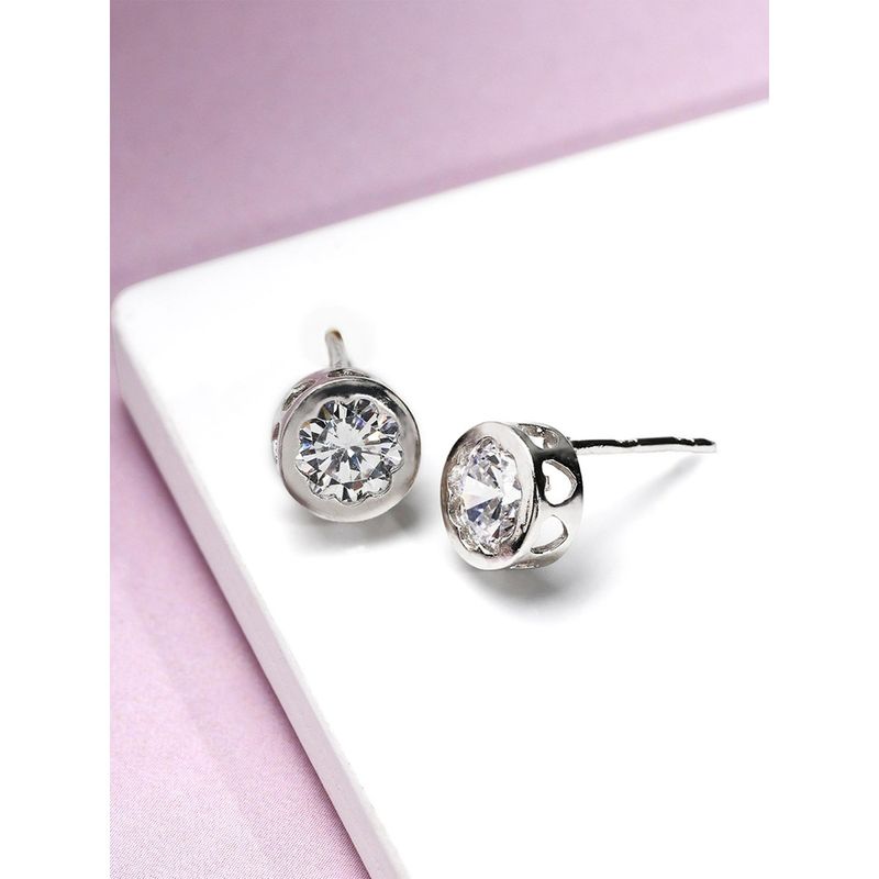 Giva Sterling Silver Zircon Flower Circle Earrings For Women(One Size