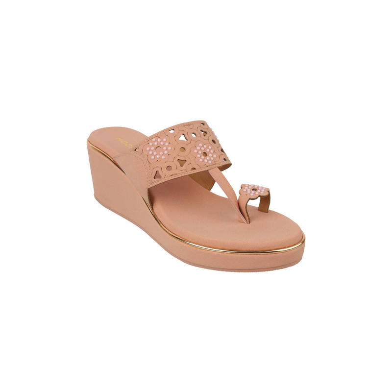 Mochi Women Peach Party One Toe Wedges (EURO 39)