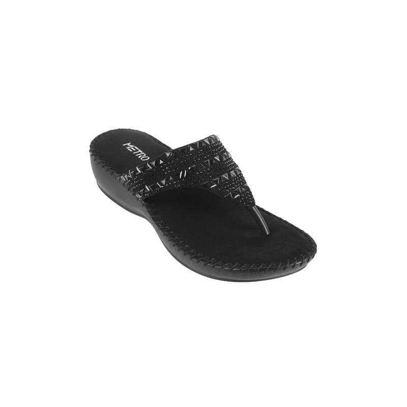 Metro Women Black Casual Open Slip-On Sandals (EURO 36)