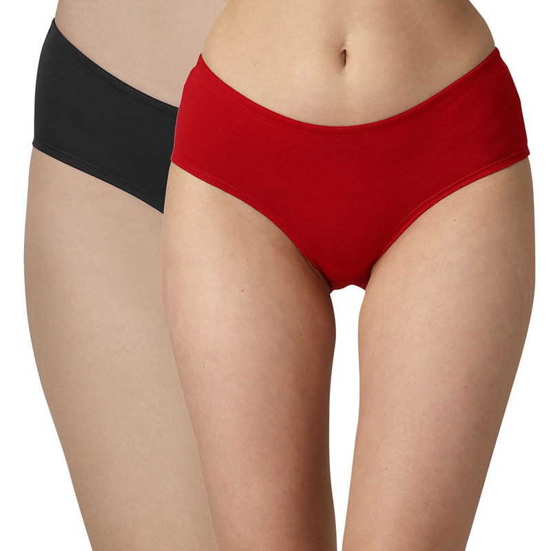 SOIE Mid Rise High Coverage Solid Colour Cotton Stretch Brief Panty (Pack of 2)-Multi-Color (XL)