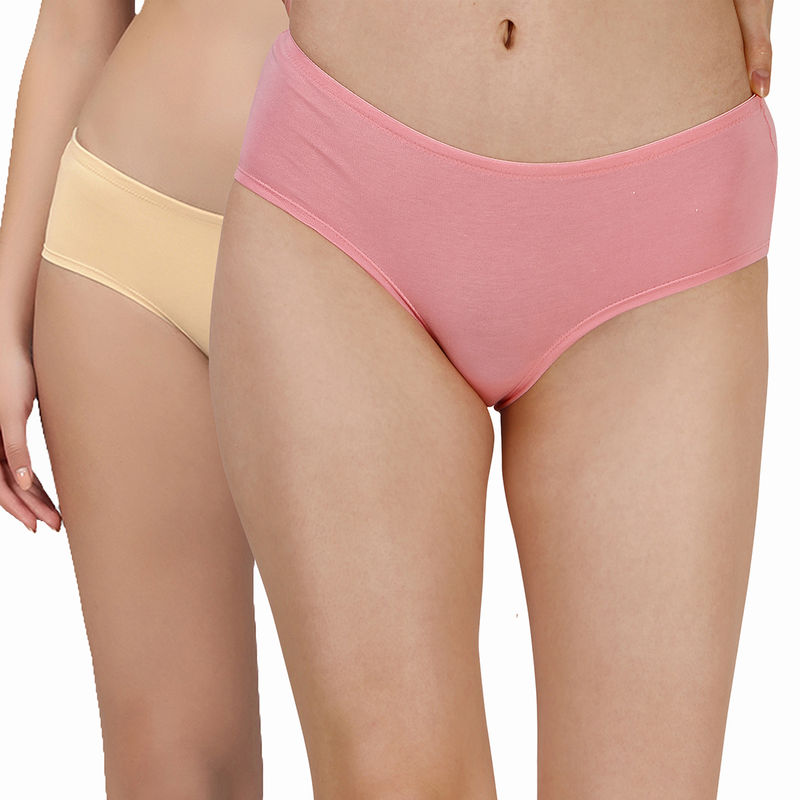 SOIE Mid Rise High Coverage Solid Colour Cotton Stretch Brief Panty (Pack of 2)-Multi-Color (XL)