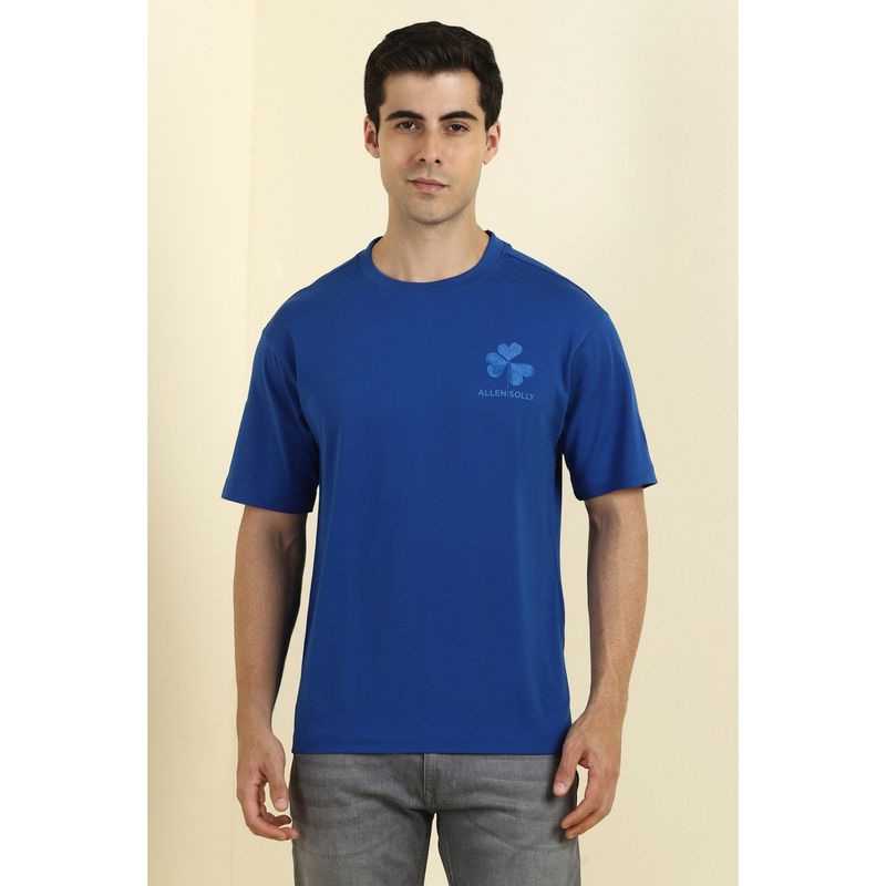 Allen Solly Men Blue Cotton Blend Crew Neck T-Shirt (S)