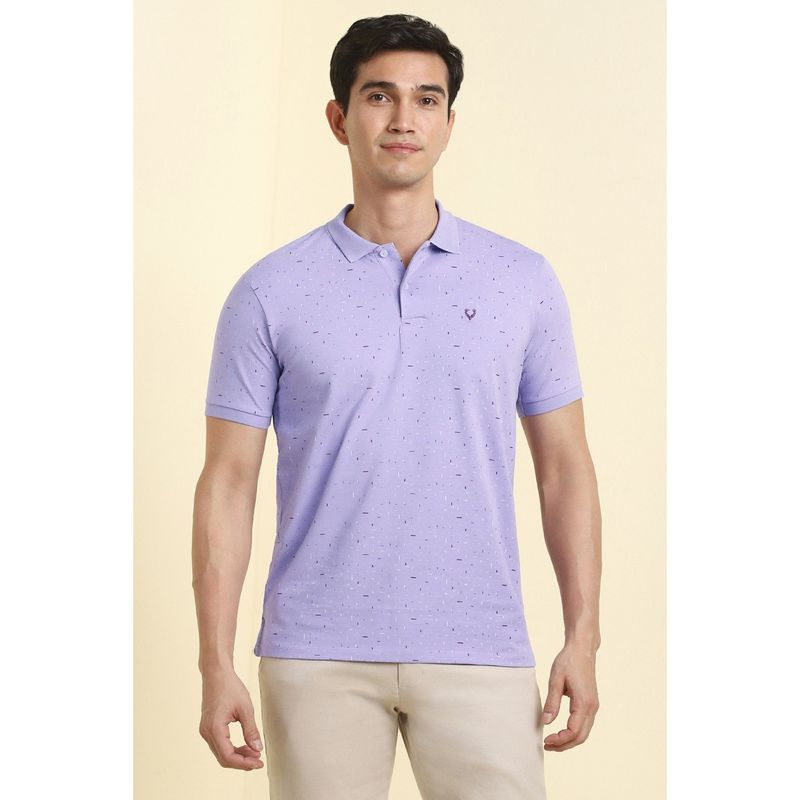 Allen Solly Men Purple Cotton Blend Collar Neck Polo T-Shirt (XL)