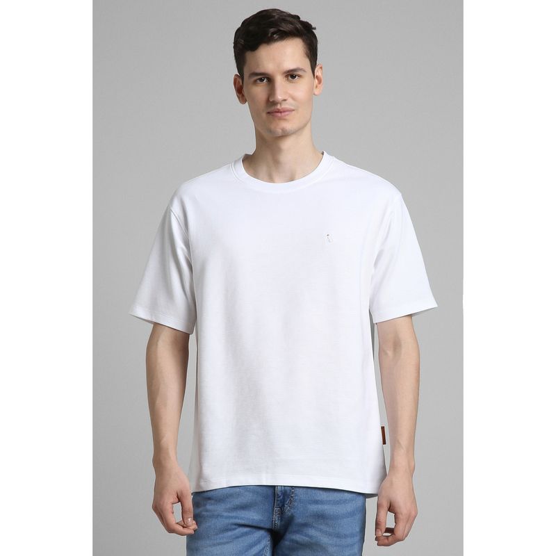 Simon Carter Men White Cotton Crew Neck T-Shirt (S)