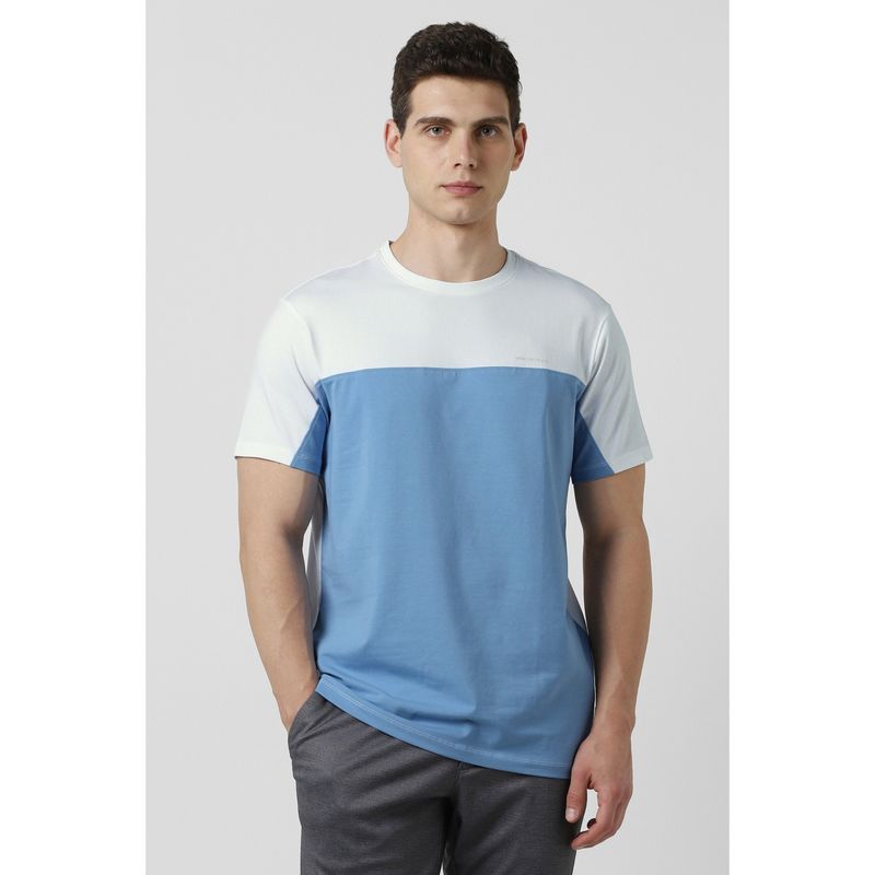 Van Heusen Men White Cotton Blend Crew Neck T-Shirt (M)