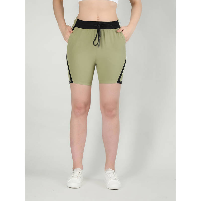 CHKOKKO Solid Green Activewear Shorts for Women (3XL)