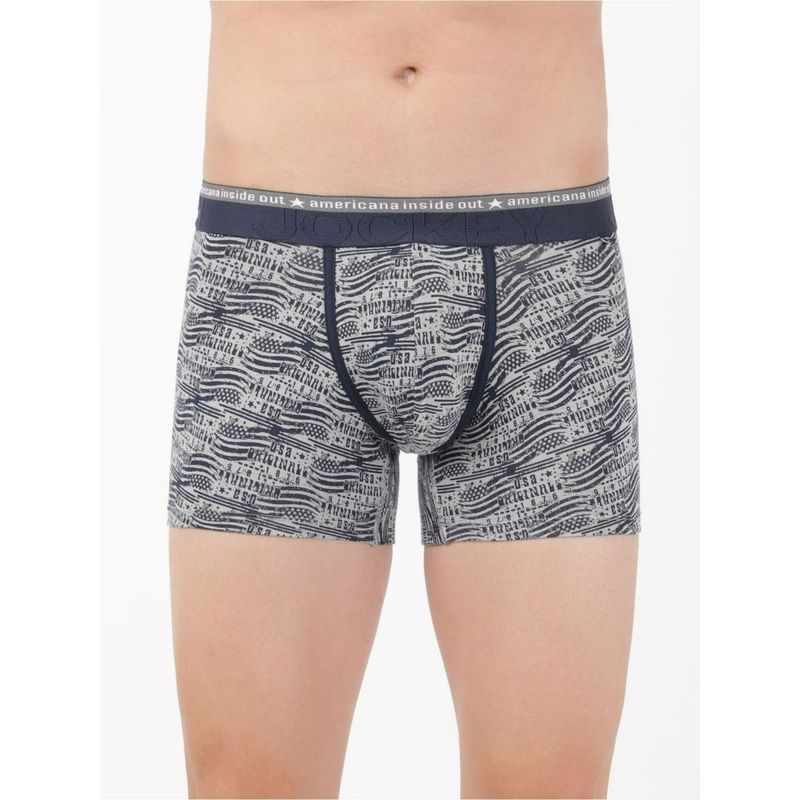 Jockey US63 Men Super Combed Cotton Elastane Stretch Printed Trunk - Nickle (M)