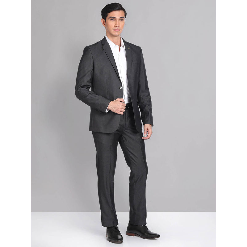 AD By Arvind Tailored Regular Fit Solid Suit (Set of 2) (42)
