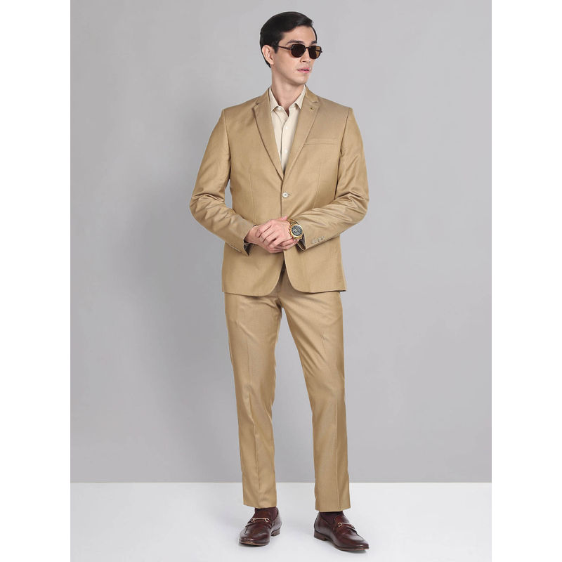 AD By Arvind Tailored Regular Fit Solid Suit (Set of 2) (38)