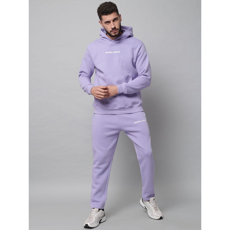 Griffel Mens Front Logo Solid Fleece Basic Mauve Tracksuit (Set of 2) (XL)